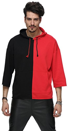 Preisvergleich Produktbild Pizoff Unisex KONTRAST kapuzenpullover kimono mit unbearbeitetem Saum tief sitzende Schulternähte Dreiviertelärmeln Y1743-01-XXL