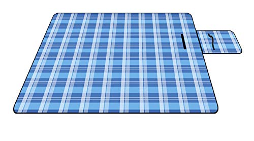 ZENEZ Coperta da Picnic - Coperta Impermeabile Extra Large Quadrata in Pelle Scamosciata per Outdoor Camping Beach (Plaid Blu 150 x 200 cm)