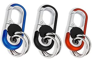 Taicols 3 Porte Mousqueton Porte Clef Voiture, Mousqueton Porte Clé avec 2 Porte ClesPorte-Clés d'affaires pour Hommes et Femmes,Porte Clé Voiture en Alliage de Zinc，Noir, Bleu, Orange