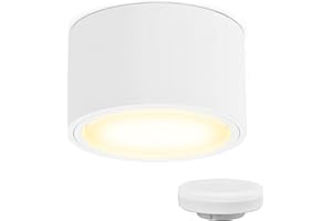 KYOTECH Reflektor LED do zabudowy płaski 230 V Ø 95 x 55 mm natynkowy w zestawie żarówka 6 W GX53 ciepła biel 3000 K 550 lm reflektor sufitowy do zabudowy z dużą powierzchnią świetlną LED natynkowa