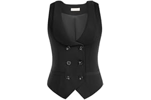 Belle Poque Chaleco de mujer cruzado de color liso formal retro estilo empresarial