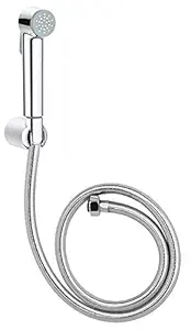 KKD ABS Supreme Health Faucet Set with 1 Meter Stainless Steel Heavy Shower Tube and ABS Wall Hook, Chrome