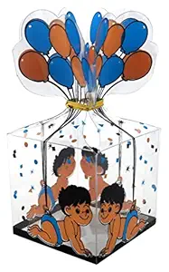 PARASs Set of 25 Baby Boy Empty Folding Plastic/PVC Gift Box, Baby Shower Box, Baby Announcement Box, Chocolate Gifting, Storage Box, Small Gifting, Party Gift Box (Medium Size)