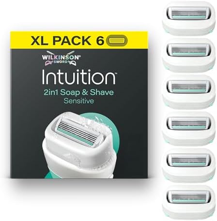 Wilkinson Sword Intuition 2in1 Soap & Shave rasoi da donna per pelli sensibili, 6 ricariche rasoio da donna