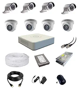 Hikvision Ultra HD 2MP Cameras Combo KIT 8CH HD DVR, 4 Dome Camera, 4 Bullet Camera, 1 TB Hard Disk, Wire ROLL, Power Supply