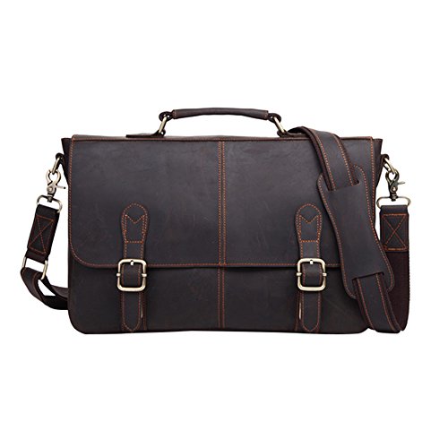 Preisvergleich Produktbild Wolu Herren Ledertasche Aktenkoffer-Laptop-Schulter-Beutel