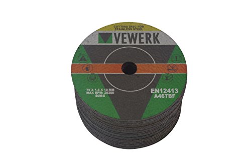 50 X INOX Trennscheiben Metall Ø 75 x 1,6 x 10 mm für Druckluft Trennschleifer - 4