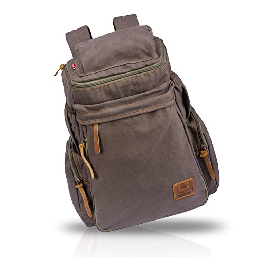 FANDARE Retro Laptop Notebook Geeignet für bis zu 16 Zoll Damen Herren Schulrucksack für die Schule Rucksack Wanderrucksack Daypack Leinwand - 4