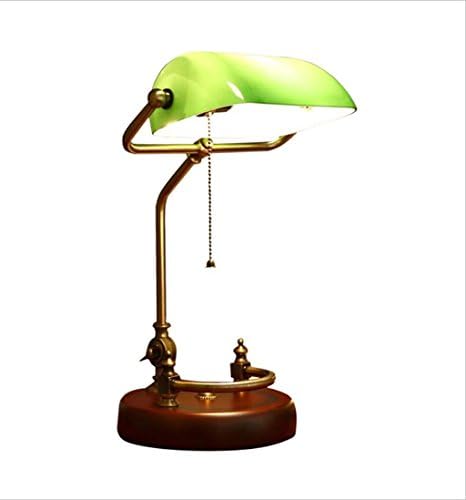 Uus American Style Simple Style Design, Administrative Banker's Lamp, Glass Shadow Antique Brass LED