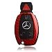 Produktbild FancyAuto Hülle Autoschlüssel Keyless Schlüssel Schutzhülle Schlüsselhülle Cover Auto für Mercedes Benz Plug-in Key (Red,Glass Fiber)