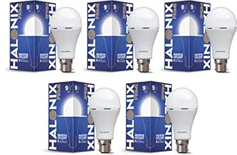 Halonix Rechargeable Emergency Inverter LED Bulb B22 9-Watt - White Pack of 5