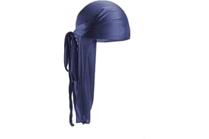Treer Durag Bandana Cappello Accessori Turbante Donna Copricapo, Seta Tinta Unita Elegante Coda Lunga Fascia pirata flessibile Baotou Morbida Musulmano Hijab Unisex