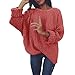 Produktbild Hanomes Damen warme Pullover Mode Strickpullover Winter Rundhalsausschnitt Strickjacke  Asymmetrisch Jumper Tops Shirt Bluse