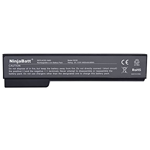 NinjaBatt Laptop-Akku für HP 628670-001 628668-001 QK642AA CC06XL 628666-001 QK643AA EliteBook 8460p 8460w 8470p 8470w 8560p 8570p 631243-001 CC06 HSTNN-F08C HSTNN-LB2H CC09HSTNN-I90C HSTNN-LB2F - 4