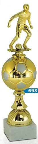 Trophy for Sports premiazioni Base Marble Color Gold with Football and Footballer Figurine – H CM 41 D 10 cm – Finished – Made in Italy – Gift Idea