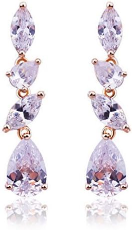 DEHANG Woman Girls AAA Color Zircon Cz Crystal Wedding Earrings Stud Earring Fashion Charm Pendant Jewelry Christmas Drop Dangle Gift with Free Jewelry Box