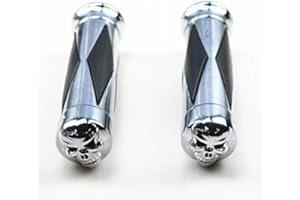 Newland2019 Moto 1''25mm crâne diamant moto guidon poignée pour Bobber rétro Vintage café Racer Cruiser Chopper personnalisé Noir 000