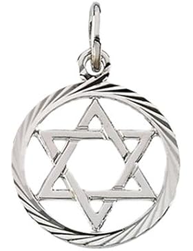 14ct Weißgold Stern von David Anhänger 13,25 JewelryWeb