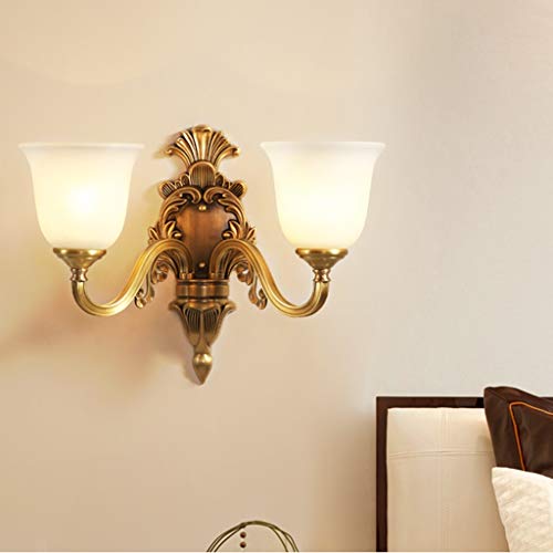 LI LU SHOP Applique européenne Tout en cuivre, Lampe de Chevet de la Chambre à Coucher, Applique Murale du Salon, télévision américaine Murale, Applique Murale rétro, allée (Size : Dual Light)