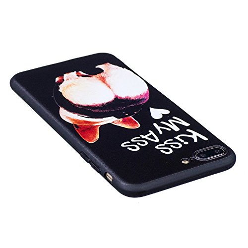 iPhone 7 Plus 5,5 zoll Hülle , Edaroo Bunt Malerei Ultra Slim Schwarz Flexible Silikon Gummi Handy Schutzhülle Schale Schutz Phone Case Cover Dauerhaft Stoßfest Bumper für Apple iPhone 7 Plus (5,5 zoll) – Lustige Niedliche Corgi Hintern - 3