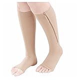 Medias - SODIAL(R)Calcetines para aumentar la circulacion y compresion de rodilla medias de pata de apoyo Beige M