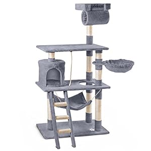 RASCAT- Rascador Gato centro de juegos y descanso Árbol Gatos de 140cm de Altura color Beige con postes rascadores Sisal Natural