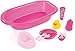 Produktbild Bayer Design 73353AA - Großes Zubehör-Set, Badewanne für Puppen (inkl. Potty Besteck, Quietscheentchen, Schnuller und Pflegeprodukte), rosa