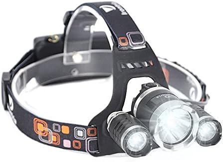 LED Headlamp Head Torch Rechargeable Waterproof Headlight 3 LED Light Source 4 Lighting Modes for Camping Hiking Fishing and Outdoor Activities(3*CREE XM-L2 LED)