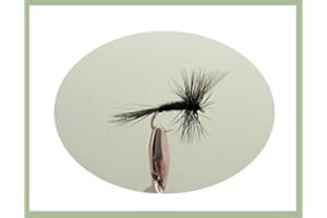 TROUTFLIES UK DRY FLIES Black Gnat Trout Fishing Flies, 12 Dry Black Gnat, Mixed Size 12/14/16/18/20