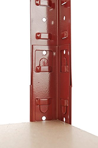 CLP Schwerlastregal BIG, Metall, verzinkt, Tragkraft 1325 kg, 180 x 90 x 45 cm, Lagerregal 5 Böden rot - 7