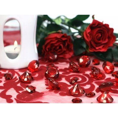 SiDeSo® Dekosteine rot Diamanten 20mm 50 Stück Acryl Tischdeko Hochzeit - 2
