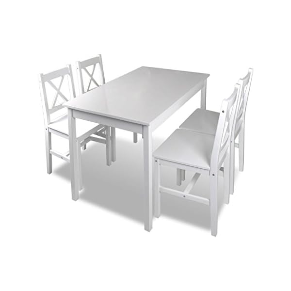VidaXL Dining Table Set with 4 Chairs in Pine Wood (Brown) bianco