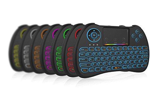 (Backlit Version) Original Ovegna H9i Backlit Wireless QWERTY Mini Remote Keyboard with Touchpad Work for Mini PC,Consoles,Banana PI, Raspberry PI, Android TV Box,KODI,Windows 10