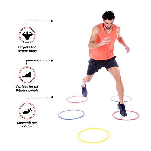 Spinway® Flat Drills Training Speed Rings Set of 12 (4 of each colour) Suitable for training athletes professional running marathon sports and fitness training | field speed training | agility training rings