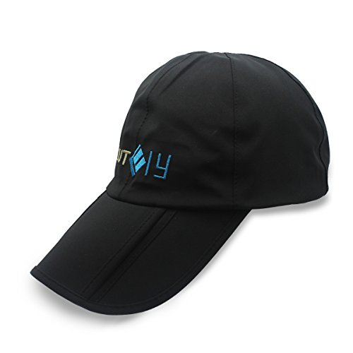 Outfly Man Waterproof Baseball Cap Three Folds Portable Cap Black