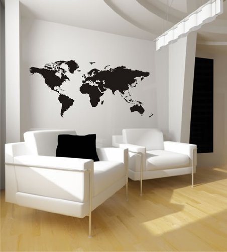 Wandtattoo Weltkarte Nr. 88 Wandaufkleber Wandmotiv (Größe: 1,25m x 0,58m) Wandfolie Wanddeko von wandmotiv24