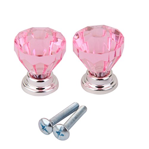 Preisvergleich Produktbild Sharplace Diamant Kristall Moebelknopf Moebelknoepfe Moebelgriffe Moebelknauf Griff Knopf Schrankgriff mit Schraube - Rosa, 25x29mm