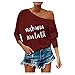 Produktbild LILIHOT Frauen Langarm Bluse Tops Schulterfrei Brief Drucken Tops Casual Herbst Tops Pullover Damen Locker Off Shoulder Sweatshirt Langarmshirts Sweatjacke Oberteile Tops Shirts Hemd Bluse