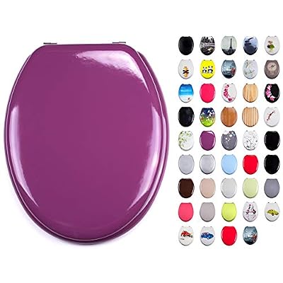 MSV 140907 Abattants WC MDF Violet, INOX, 12 cm