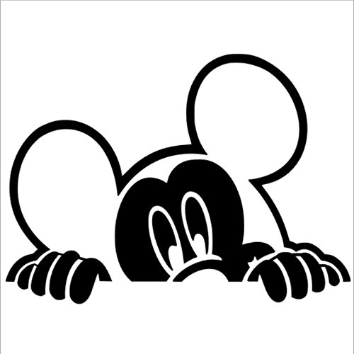 Mickey Mouse-BLACK-Funny Car Sticker Graphic Vinyl Decal Gift New Decor-Window,Bumper,Child,Kids,Minny-Great Christmas Present Gift Gifts-For Any Car VW Citroen Golf Ford BMW-Bodywork Sign-Laptop Present,Micky