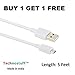 (PACK OF 2) TechnostuffTM 5 Feet Long Data Cable For All Smartphones & Tablets (Made In India ) - White - (Charging & Sync) RS.120.00