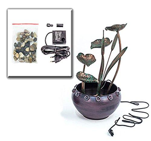 Zimmerbrunnen Metall Topf Pflanzen - Kupfer Blumen Brunnen Design Feng Shui von Haus der Herzen ®