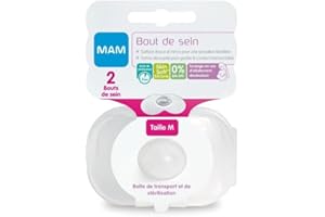 MAM Bouts de sein – Lot de 2 bouts de sein en silicone (taille M, 20 mm) – Accessoire spécial allaitement doux comme la peau avec boîte de stérilisation