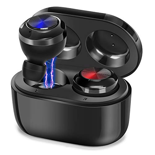 LTDNB Auriculares Bluetooth, Impermeable Auriculares Inalámbricos Bluetooth 5.0 QCY HiFi Mini Twins Estéreo In-Ear Bluetooth con Caja de Carga Portátil para iPhone y Android