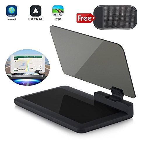 Bysameyee Head-up Display Navigazione GPS Universal Car Dash Mount Supporto per Telefono Cellulare, Pellicola Riflettente, Supporto per Smartphone HUD per iPhone