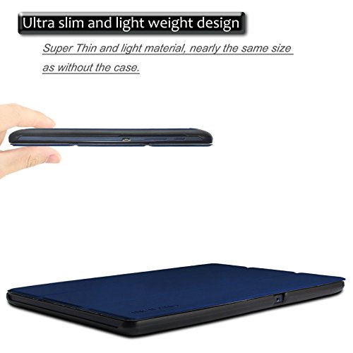 Infiland Lenovo Tab 2 A10-70 / Tab 2 A10-70L / Tab 2 A10-70F / Tab 2 A10-30F / Tab 2 A10-30L / Tab 3 10 Business/ Tab3 10 Plus Hülle Case, Ultra Dünn Tri-Fold Smart-Muschel PU Leder Schutzhülle für Lenovo Tab 2 A10-70 / Tab 2 A10-30 / Tab 3 10 Business/ Tab3 10 Plus 10,1 Zoll Tablet (mit Auto Schlaf / Wach Funktion)(Dunkleblau) - 5