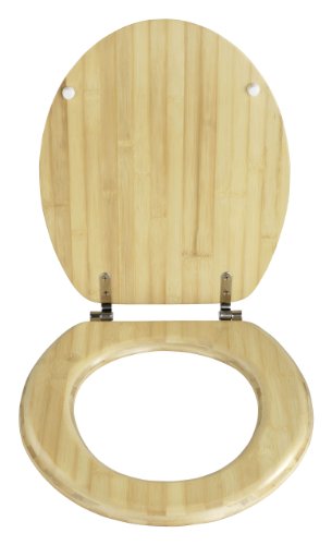 Wenko 144719100 WC-Sitz Bambus Natur – Chrom-Metallbefestigung, Bambus, 37.3 x 44.5 cm, Braun - 2