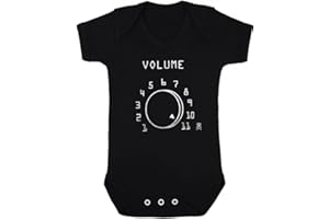 Baby Moo's Volume 11 Funny Baby Grow for Boys or Girls | Rock n Roll or Heavy Metal Vest Bodysuit - Spinal Tap Novelty Music Baby Gifts