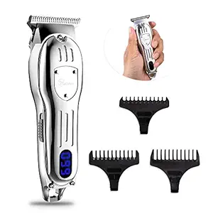 HATTEKER Hair Clippers for Men Professional Beard Trimmer Mini Cordless Hair Cutting Set Kit Haircut Machine Rechargeable Silver