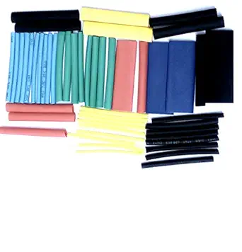 e-INFINITY 75 Pcs (50mm x 75Pcs } 7 Colours Assorted Polyolefin Heat Shrink Tubing 2:1 Halogen-Free Tube Cable Sleeves Wrap Wire Heat Shrink Tube